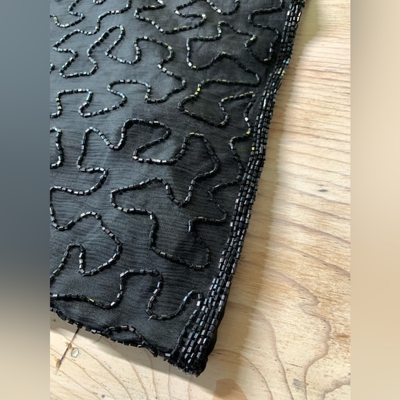 Stunning Laurence Kazar Long Sleeve Beaded Silk Dress - Picture 9 of 16